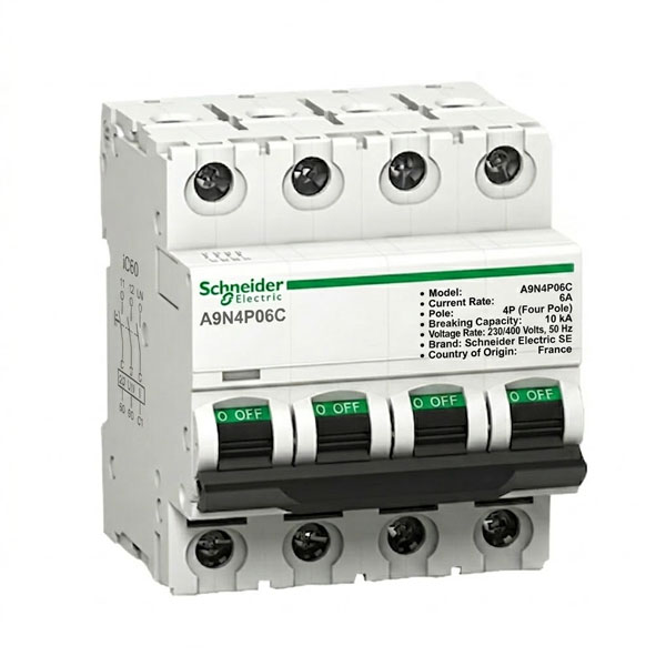 6A, 4P, 10KA, MCB (C Curve)