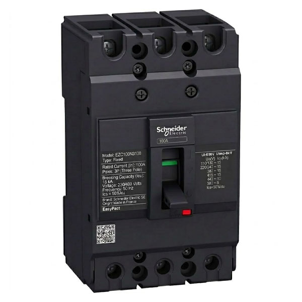100A, 3P, 15kA, MCCB (Fixed Type Trip Unit)