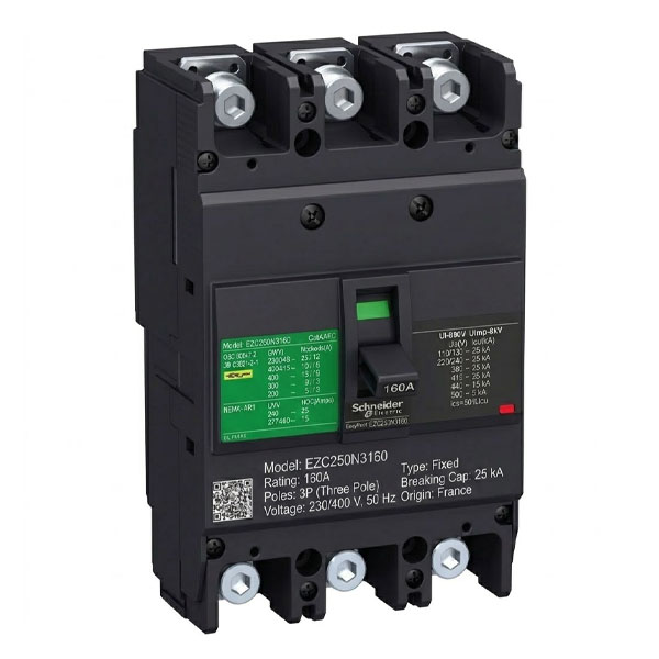 160A, 3P, 25kA, MCCB (Fixed Type Trip Unit)