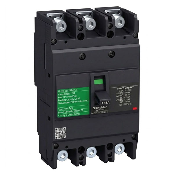 175A, 3P, 25kA, MCCB (Fixed Type Trip Unit)