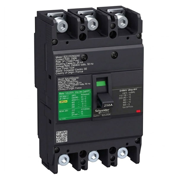 250A, 3P, 25kA, MCCB (Fixed Type Trip Unit)