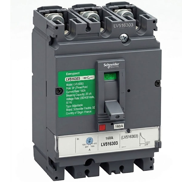 160A, 3P, 25kA, MCCB (Easy Pact CVS-Adjustable)