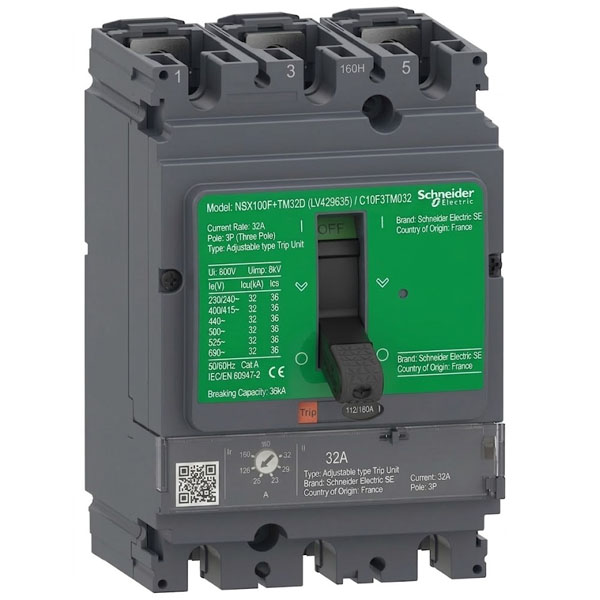 32A, 3P, 36kA, MCCB (Adjustable type Trip Unit)
