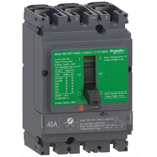 40A, 3P, 36kA, MCCB (Adjustable type Trip Unit)