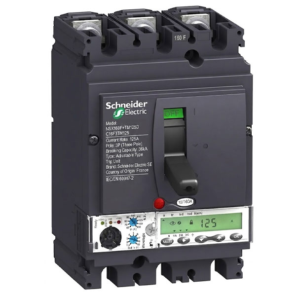 125A, 3P, 36kA, MCCB (Adjustable Type Trip Unit)