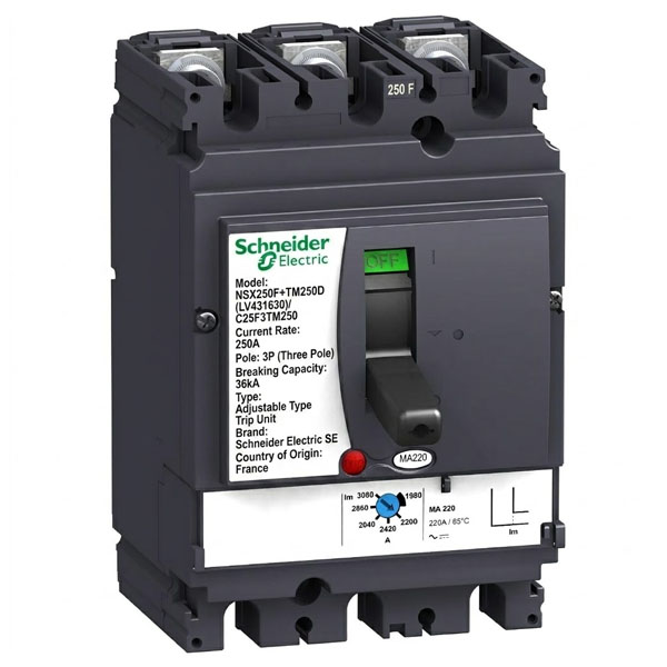 250A, 3P, 36kA, MCCB (Adjustable Type Trip Unit)