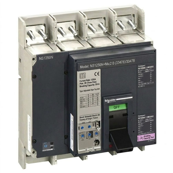 1250A, 3P, 50kA, MCCB (Adjustable Type Trip Unit)