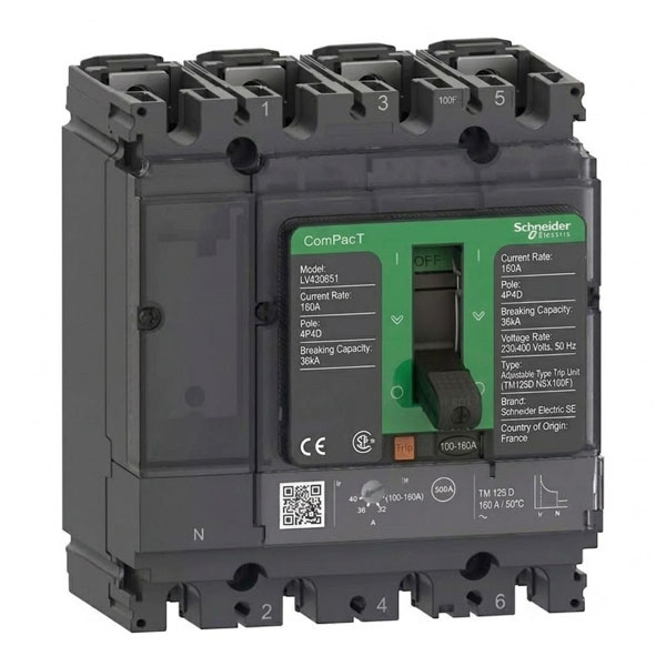 160A, 4P4D, 36kA, TM125D NSX160F (Adjustable Type Trip Unit)