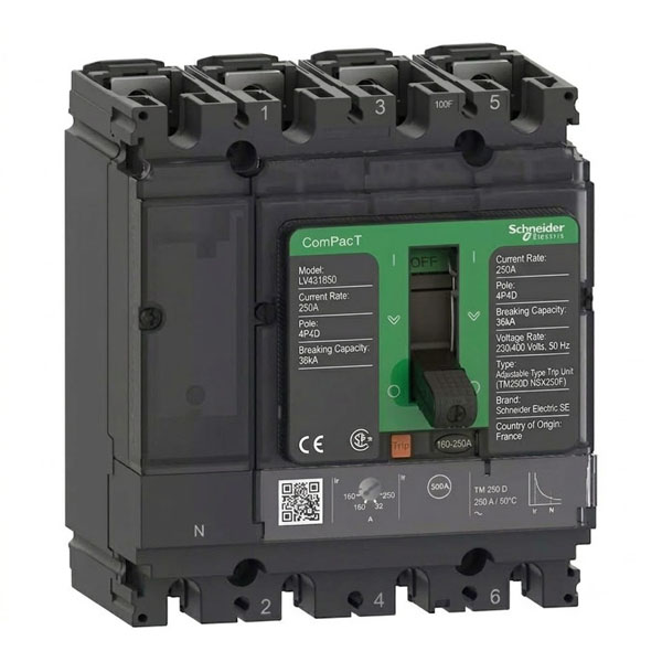 250A, 4P4D, 36kA, TM250D NSX250F (Adjustable Type Trip Unit)