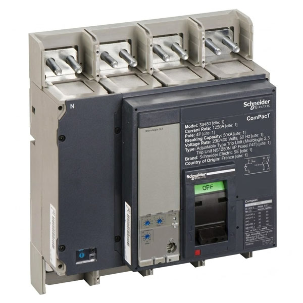 1250A, 4P, 50kA, Micrologic 2.3 Trip Unit NS1250N 4P Fixed 4P4T(Adjustable Type Trip Unit)